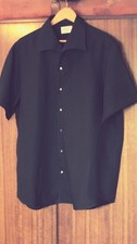 Hand made in Italy Finest Italian Linen Men's XL Short Sleeved Black Shirt