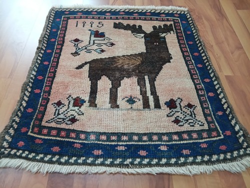 Primative deer rug antique - primative,