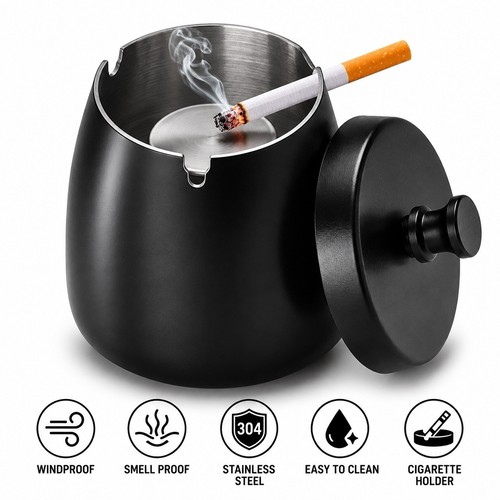 Stainless steel ashtray with - ashtray,