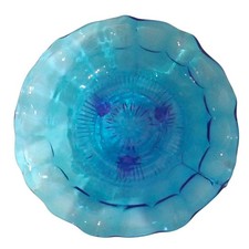 Vintage Electric Blue Davidson/Mayers "Jacobean" Glass Footed Bowl