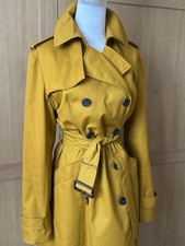 Classic Aquascutum Trench Coat Mustard Yellow Belted Double Breasted UK12 