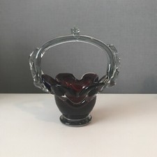 VINTAGE Art Glass Basket