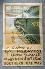 Southern Railway Poster - Summer Holiday Comes Soonest in the South - 30" x 18"