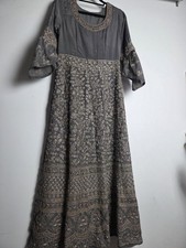 Grey Embroidered Dress Indian Maxi Gown Size Small/10 Anarkali Formal wear