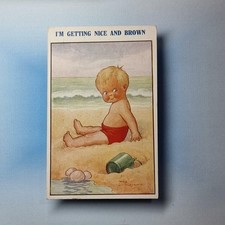 Reg Maurice Comic Postcard 1922 Cute Boy Sunbathing Seaside Beach Bucket