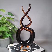 mid century brown / purple murano large twist swirl sculpture art glass retro