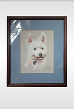 Framed Signed Original Yorkshire Terrier Pastel - Ian Risely, Westie