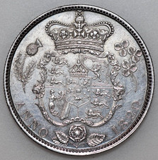 1820 GEORGE IV SILVER HALFCROWN, BRITISH COIN,  EF