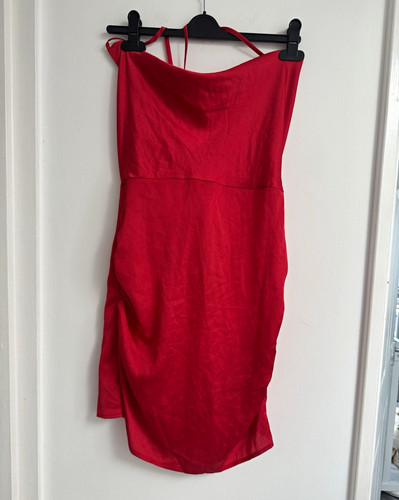 Boohoo red satin slip dress - satin,