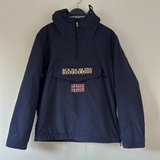 Napapijri Rainforest Anorak Fleece Lined Jacket Half Zip Navy Blue Size Small