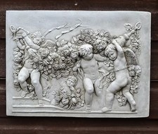 Cherub Angel decorative wall plaque stone home or garden ornament 29cm x 40cm