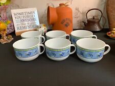 6 x TOGNANA Porcelain Breakfast tea coffee cups Plum Fruit Pattern Italy