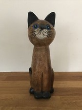 Wooden Tall Cat With Painted