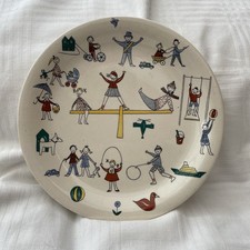 Vintage Stavangerflint Norway Plate of Children Playing and Playground Scene