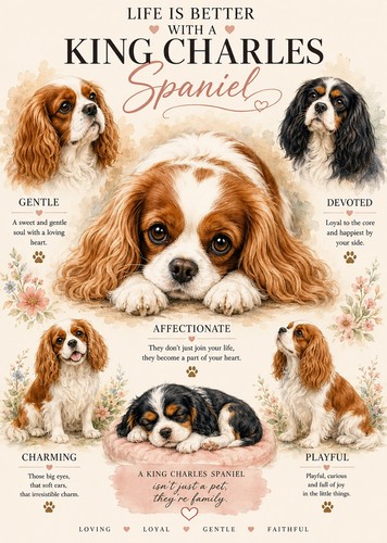 King charles spaniel print - king,