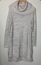 Laura Ashley Jumper Dress Grey Marl Cotton Cashmere Knit Cowl Neck UK 14 Cosy