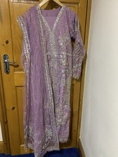 Asian Women Desighner Heavy Embroidered Outfit Stiched  Size M