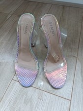Simmi London Perspex Clear Heeled Shoes Straps Worn Good Condition Size 5