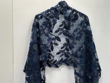 NAVY BLUE VELVET LEAF SEQUINS