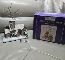 Fibre Optic Village Scene. Christmas, Country Church Musical 