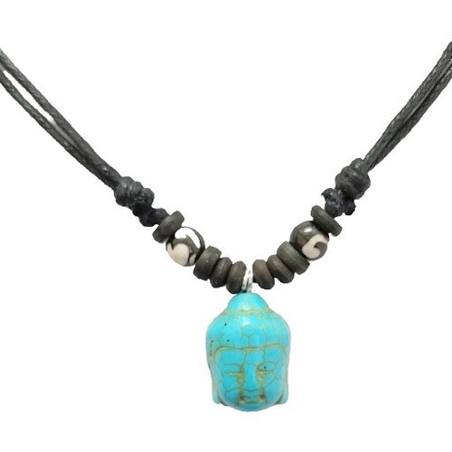Turquoise buddha pendant - turquoise, black