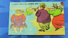 Vintage Saucy Comic Postcard 1900's Crab Nipping Ladies Toe Legs Beach Voyeur