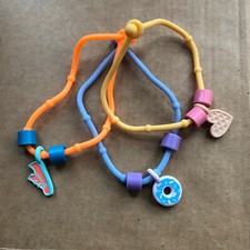 3 X Childrens Playmobil Soft Rubber Bracelets With Charms, Jewellery 42