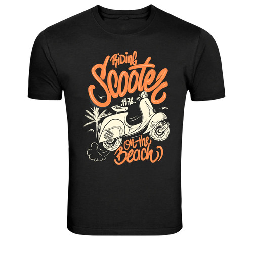 Riding scooter the beach - scooter, on