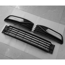 FRONT BUMPER LOWER CENTRE GRILLE & FOG LIGHT COVER SET FOR VW POLO 6C 2014-2017