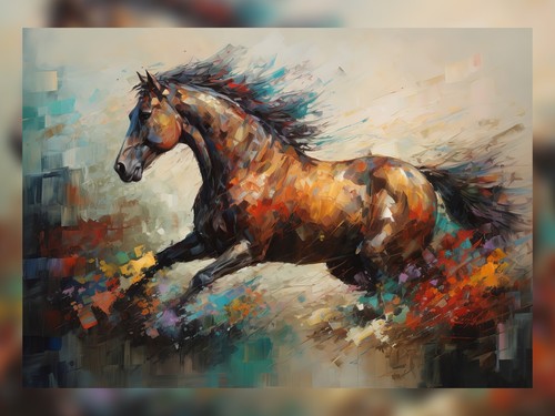 Brown horse semi abstract - -,