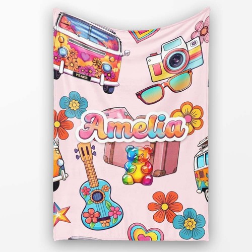 Soft fleece blanket hippie - fleece, van