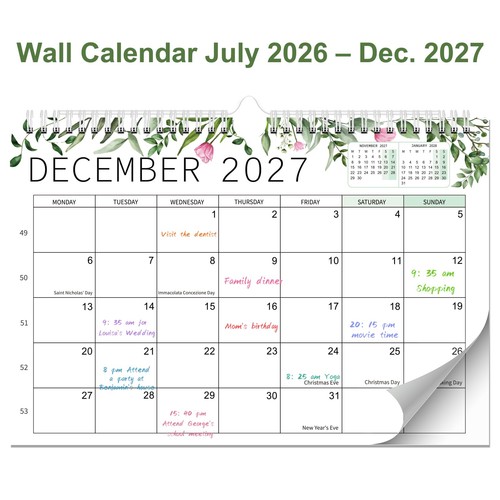 Month wall calendar july - 18,
