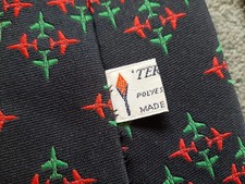 Vintage TERYLENE Planes Design Tie - Black/Green/Red - Made In England