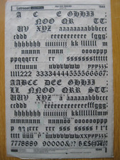 1 x Letraset Upp/Low Case & Num OLD ENGLISH  48pt 11.7mm Sheet 1544   (bb)