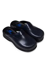 TERLIK SABO Classic ST045 Leather Womens Clogs Mules Sabot Shoes, Navy Blue