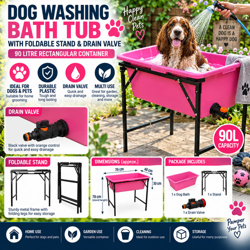Dog bath with foldable - with, metal