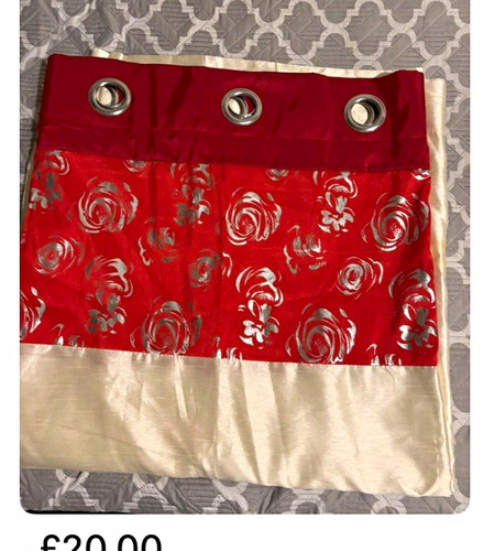 Red silver cream floral - red,