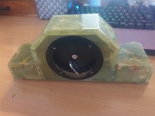 GREEN ONYX CASE MANTEL CLOCK- OLD BUT STILL WORLS JUST NEED SOME TLC- VERY HEAVY