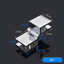 2/4Pcs Silver Bathroom Shower Glass Door Hinges Cabinet Hardware Clamp Hinge Set