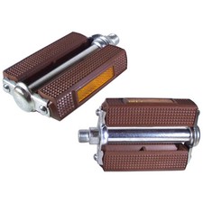 VINTAGE PEDAL BROWN BIKE MOPED MOTORCYCLE RETRO CLASSIC 9/16" FLAT SOLEX NOS