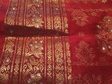 100% SILK  SARI RED & GOLD