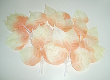 ARTIFICIAL STEMS LEAVES LOOSE x 16pcs x 3 LEAVES ORANGE & LEMON FAUX SILK NEW OT