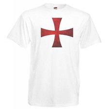 Unisex White Knights Templar Cross Soldier of Christ Jerusalem T-Shirt