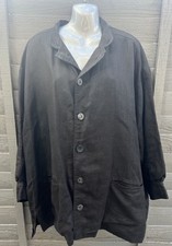 TERRY MACEY BLACK LINEN BUTTON JACKET SIZE MEDIUM