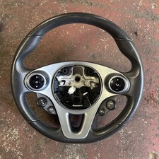 SMART CAR 453 FORTWO FORFOUR 2015+ 3 SPOKE LEATHER MULTIFUNCTION STEERING WHEEL