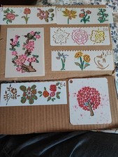 Lovely Selection of 7 Floral Stencils Reusable From Marla Ideal for Art Used