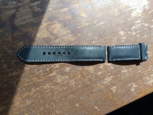 22mm tudor black leather watch - black,