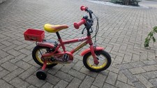 Childs Kids Red Apollo Firechief Bike With Stabilisers, Good Condition Used