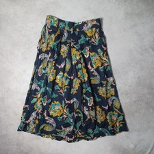 Vintage Pleated Midi Skirt Medium Floral Patterned Navy Blue Pippa Dee Summer