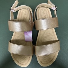 Women’s Ladies Ajvani Rise Gold Low Wedge Heel Buckle Sandals Size 7 New